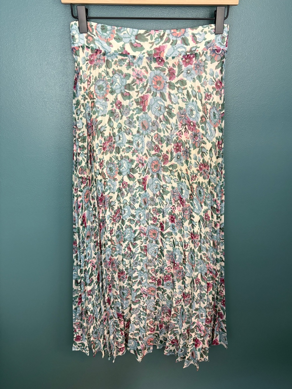 Sézane Women’s Dune Floral Maja Pleated Midi Skirt Size 34 (2) - Picture 3 of 8